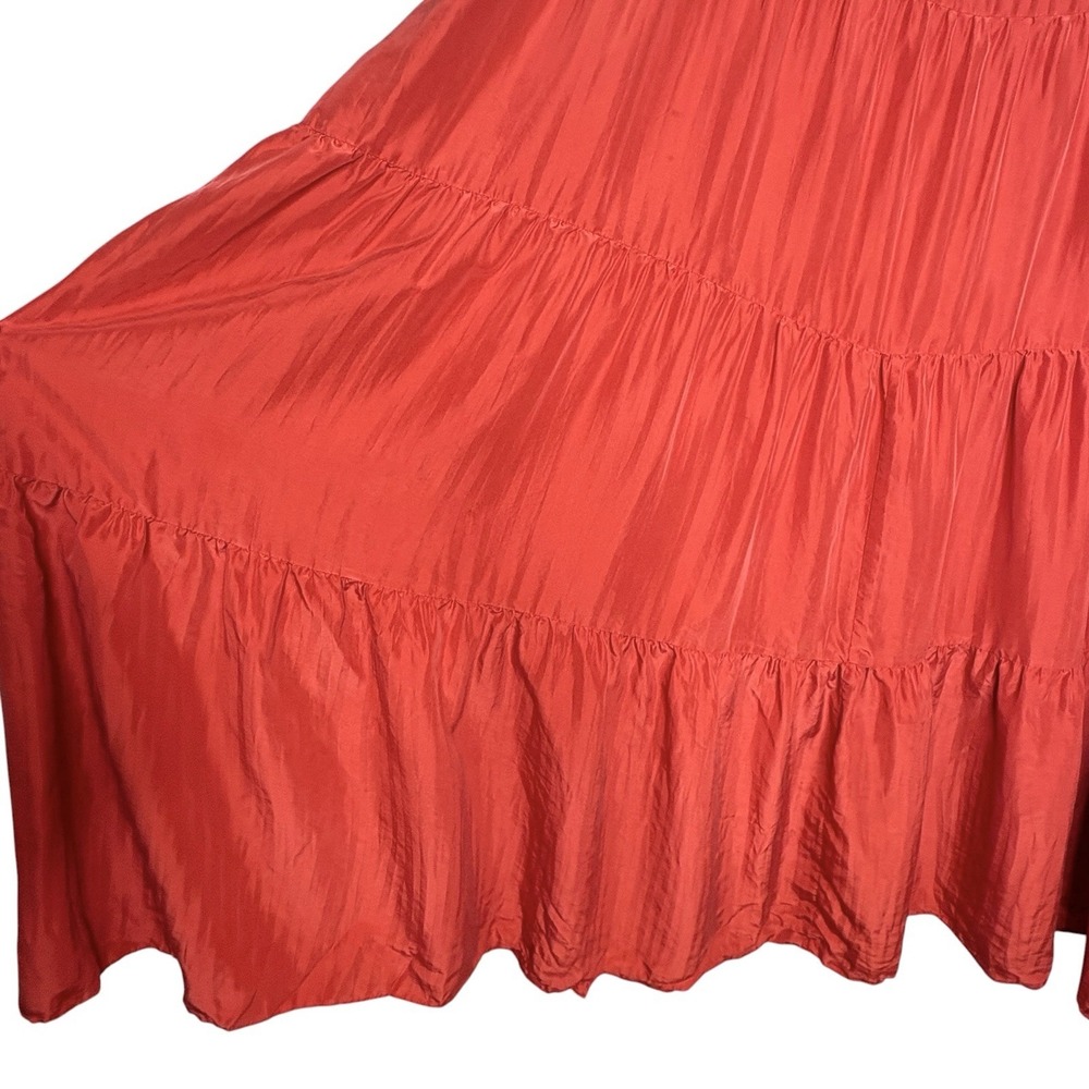 Eileen Fisher Crushed Silk Tier Ruffle Maxi Dress 3X Coastal Capsule Beach Layer - Picture 5 of 10